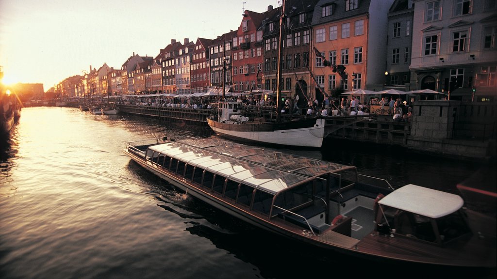 Copenhagen featuring a sunset, a river or creek and a city