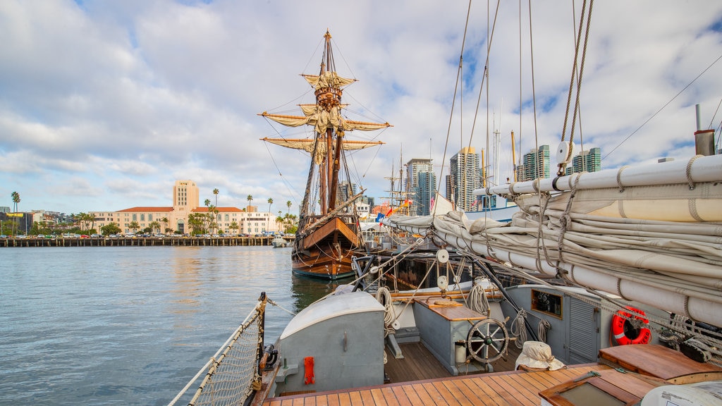 Maritime Museum of San Diego which includes a bay or harbor