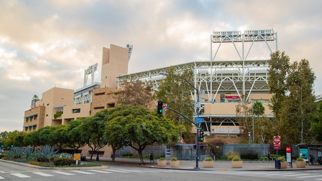 Petco Park which includes a sunset