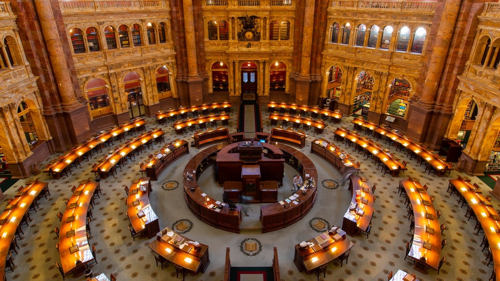 Biblioteca do Congresso que inclui vistas internas, um edifício administrativo e elementos de patrimônio