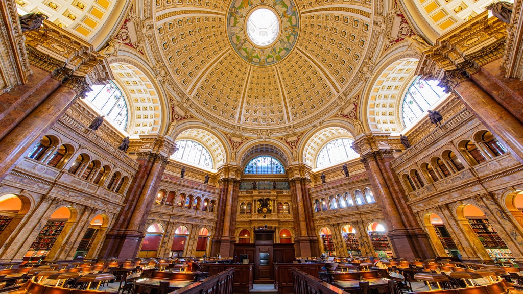 Biblioteca del Congreso ofreciendo un edificio administrativo, vistas interiores y elementos del patrimonio