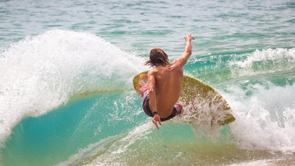 Makena State Park Beach showing surfing, waves and general coastal views