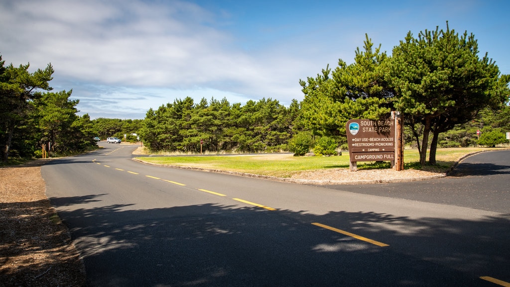 South Beach State Park showing a park and signage