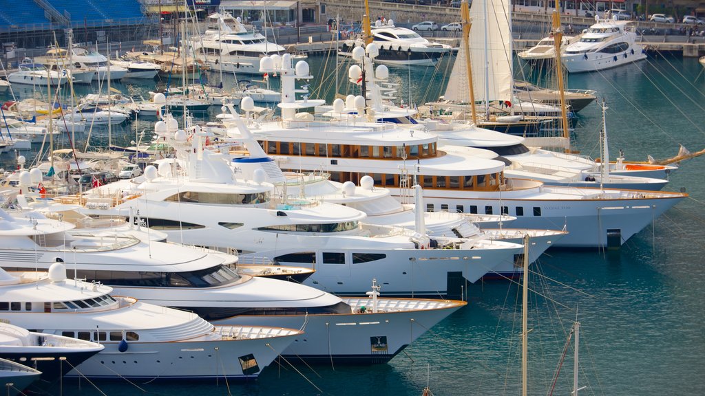 Monaco Harbour which includes a bay or harbor