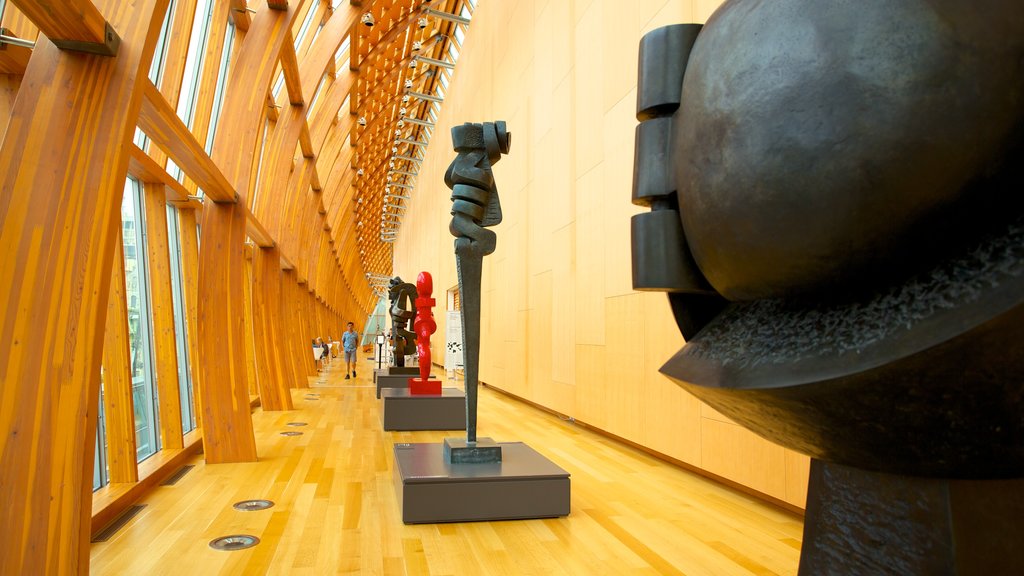 Art Gallery of Ontario showing interior views, modern architecture and a statue or sculpture