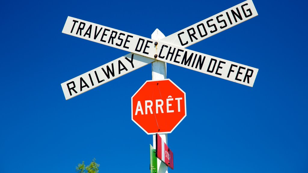 Canadian Railway Museum showing signage and railway items