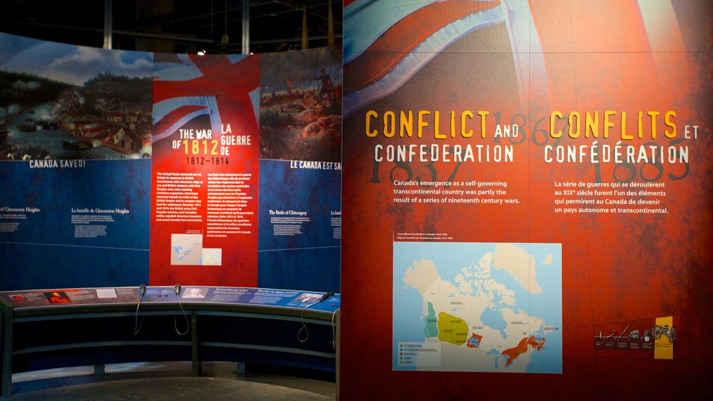 Canadian War Museum que inclui sinalização e vistas internas