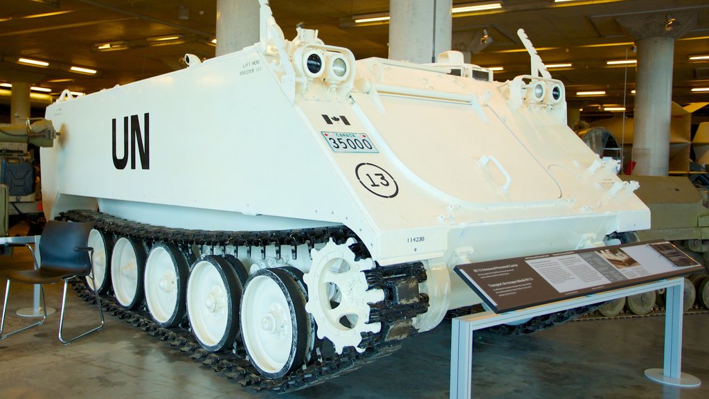 Canadian War Museum showing military items and interior views