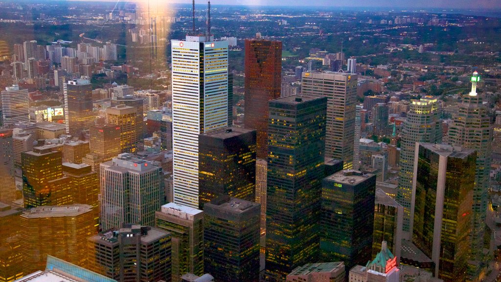 CN Tower which includes central business district, a skyscraper and a city