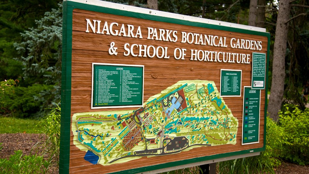 Niagara Parks Botanical Gardens showing signage and a park