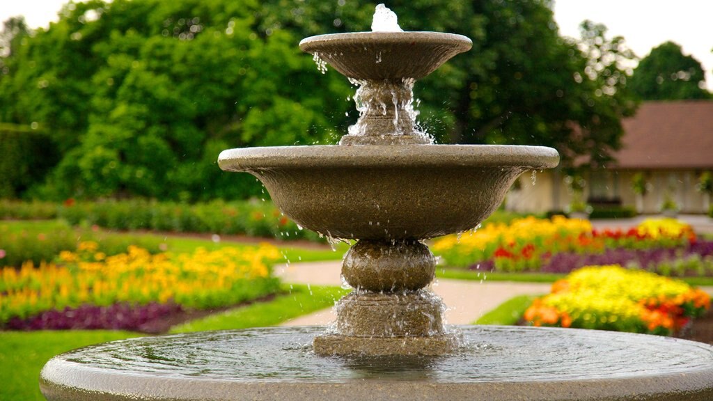 Niagara Parks Botanical Gardens caracterizando flores, um parque e uma fonte