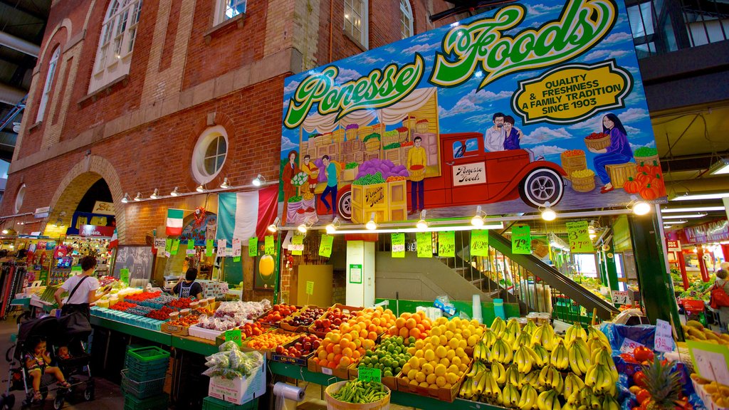 St. Lawrence Market featuring markets, food and signage