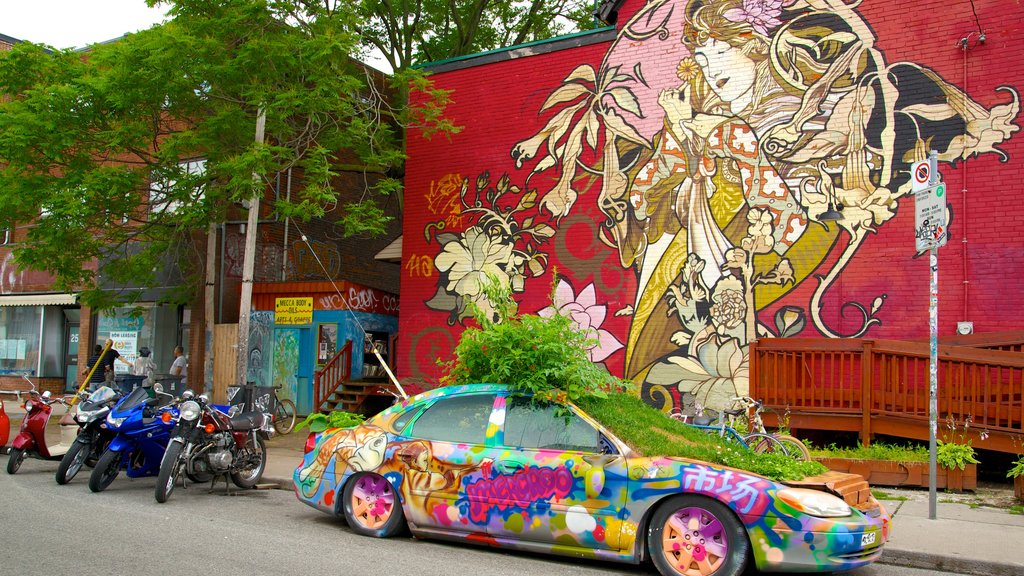 Kensington Market showing markets, outdoor art and street scenes