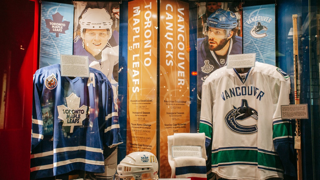 Hockey Hall of Fame featuring signage and interior views