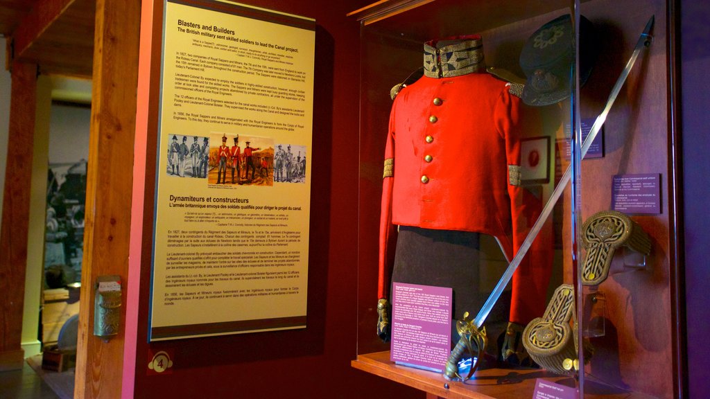 Bytown Museum showing fashion, military items and interior views