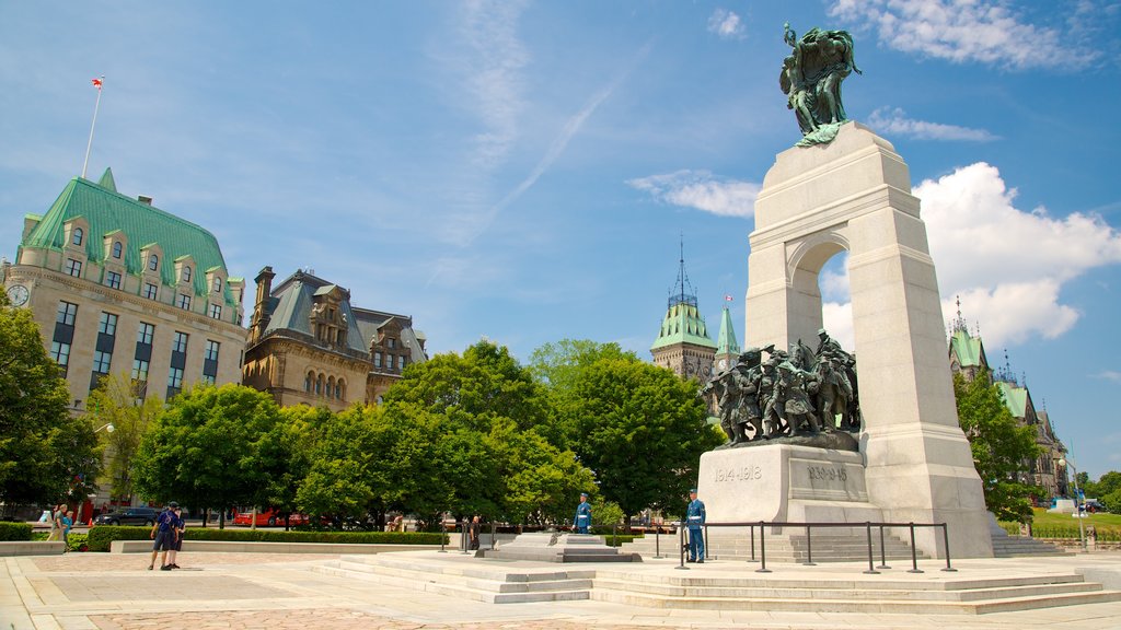 Parliament Hill som inkluderar historiska element, ett monument och en stad