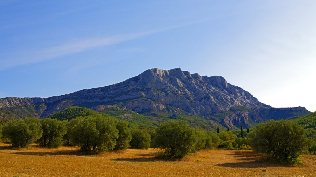 Aix-en-Provence showing desert views, mountains and a sunset