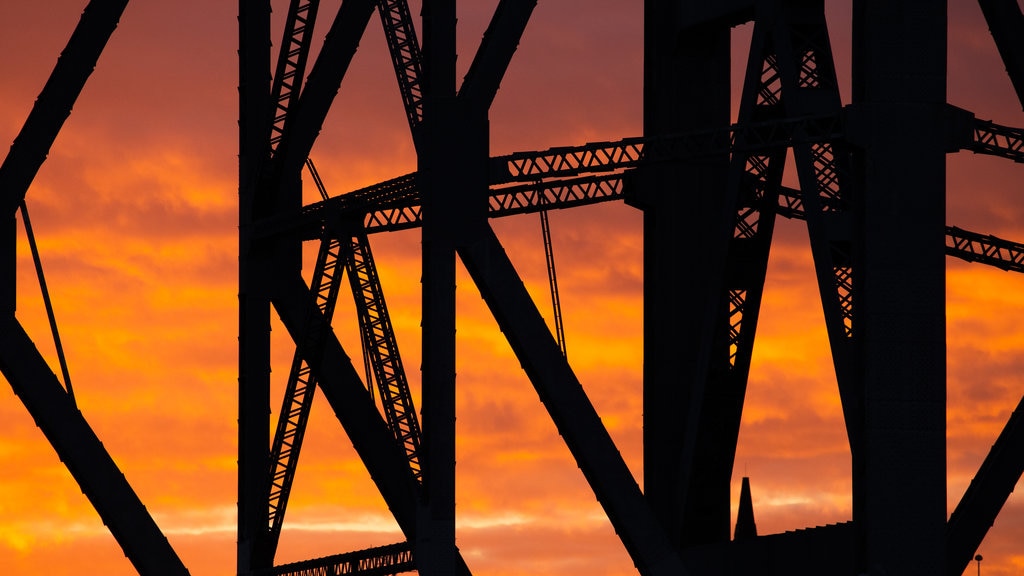 Story Bridge featuring a sunset