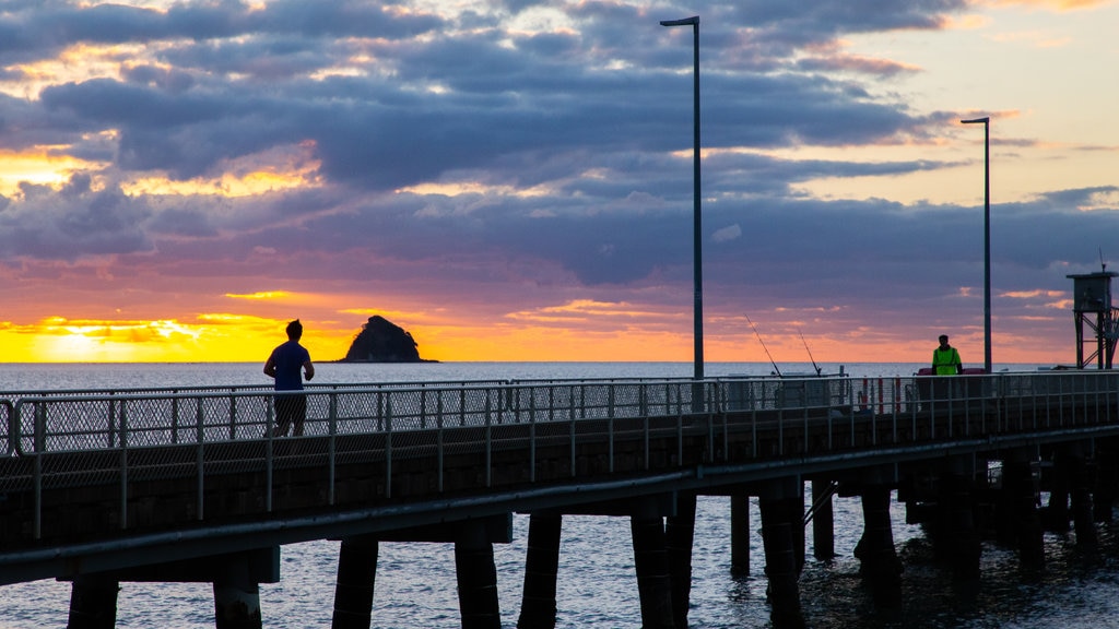 Nord tropical mettant en vedette vues littorales, coucher de soleil et pont