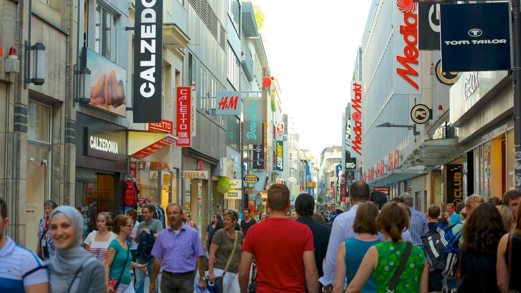 Cologne showing street scenes, a city and signage