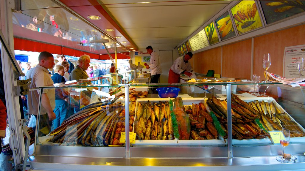 Lonja del Pescado mostrando comida, vistas interiores y mercados