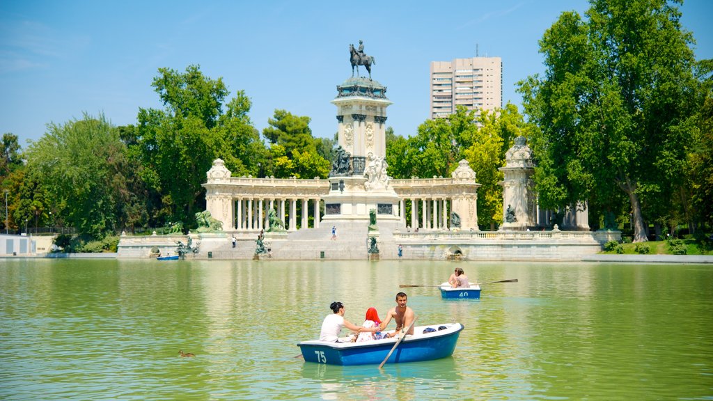 Madrid showing a lake or waterhole, kayaking or canoeing and a garden