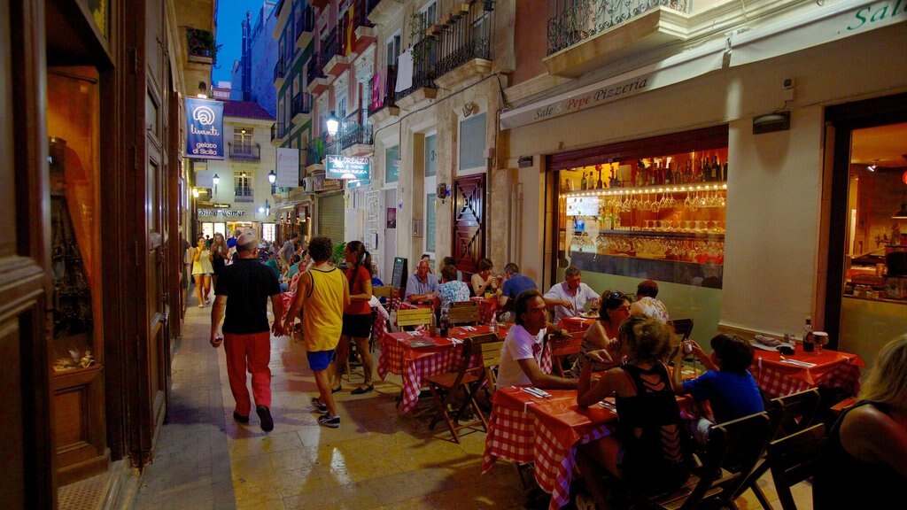 Alicante montrant ville, scènes de rue et sortie au restaurant