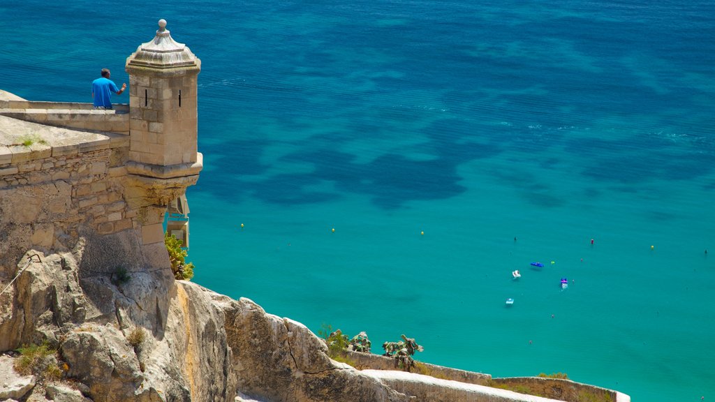 Castle of Santa Barbara showing château or palace, heritage elements and general coastal views