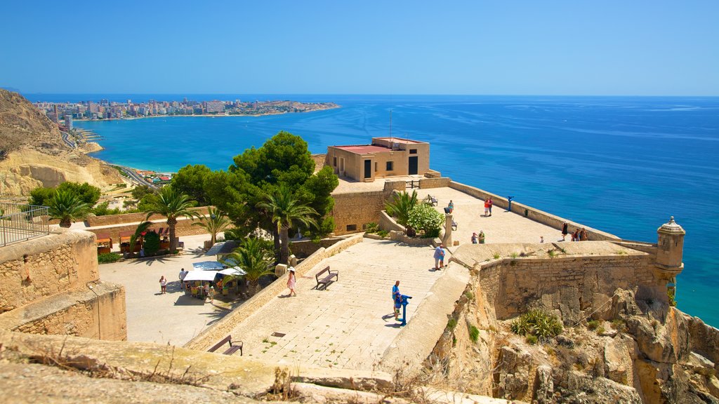 Castle of Santa Barbara which includes a castle, heritage elements and general coastal views