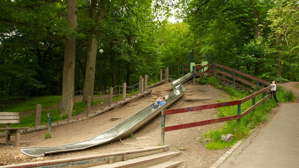 Slottsskogen que inclui um jardim e um parquinho