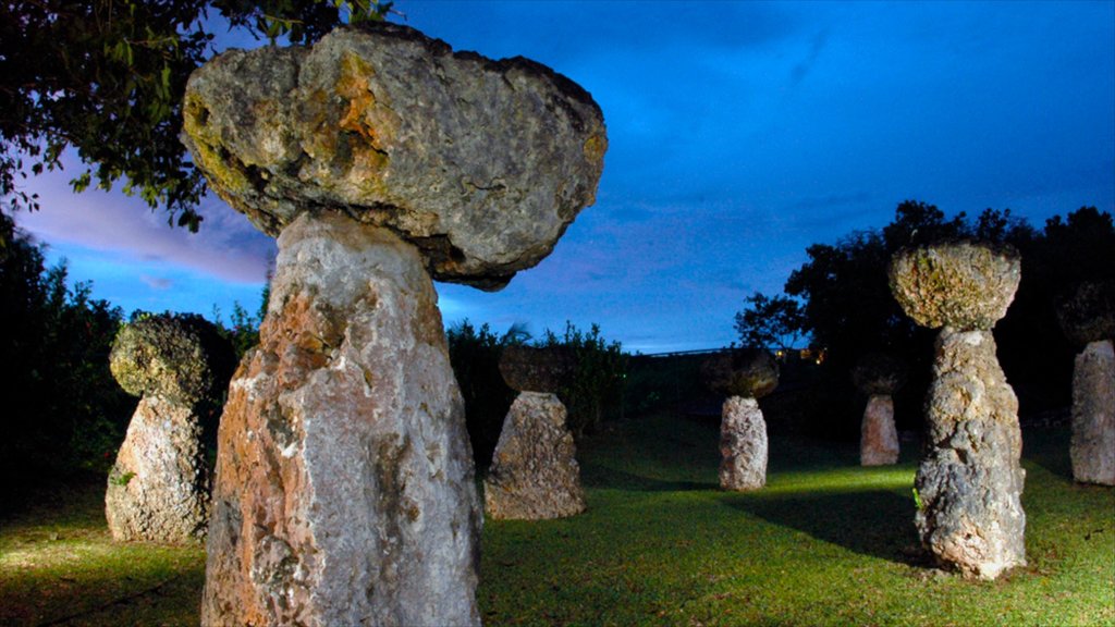 Parque de piedras Latte mostrando un jardín y arte al aire libre