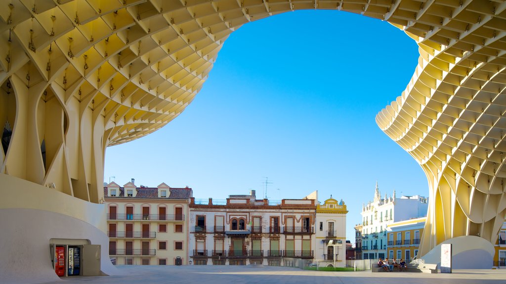 Metropol Parasol featuring a city, modern architecture and a square or plaza