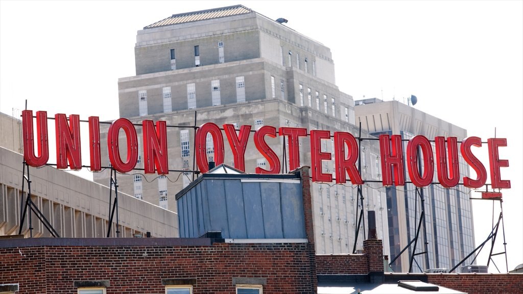 Boston featuring signage and a city