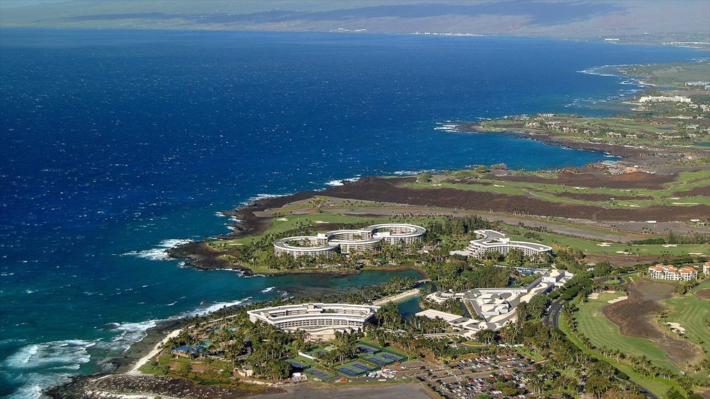 Waikoloa which includes a coastal town and general coastal views