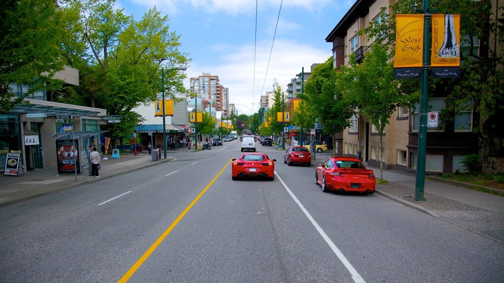 Robson Street showing street scenes and a city