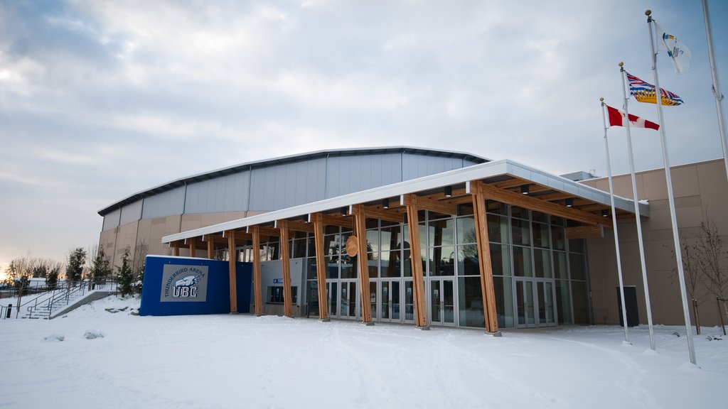 Doug Mitchell Thunderbird Sports Centre menunjukkan salju