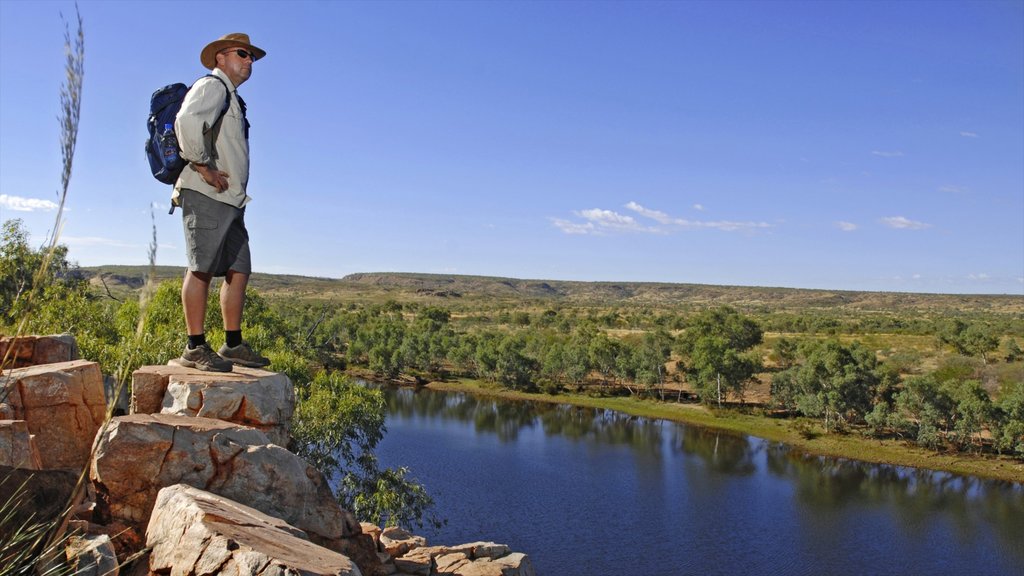 Red Centre showing a river or creek, tranquil scenes and hiking or walking