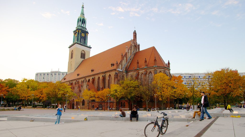 Marienkirche which includes a square or plaza, autumn leaves and heritage architecture