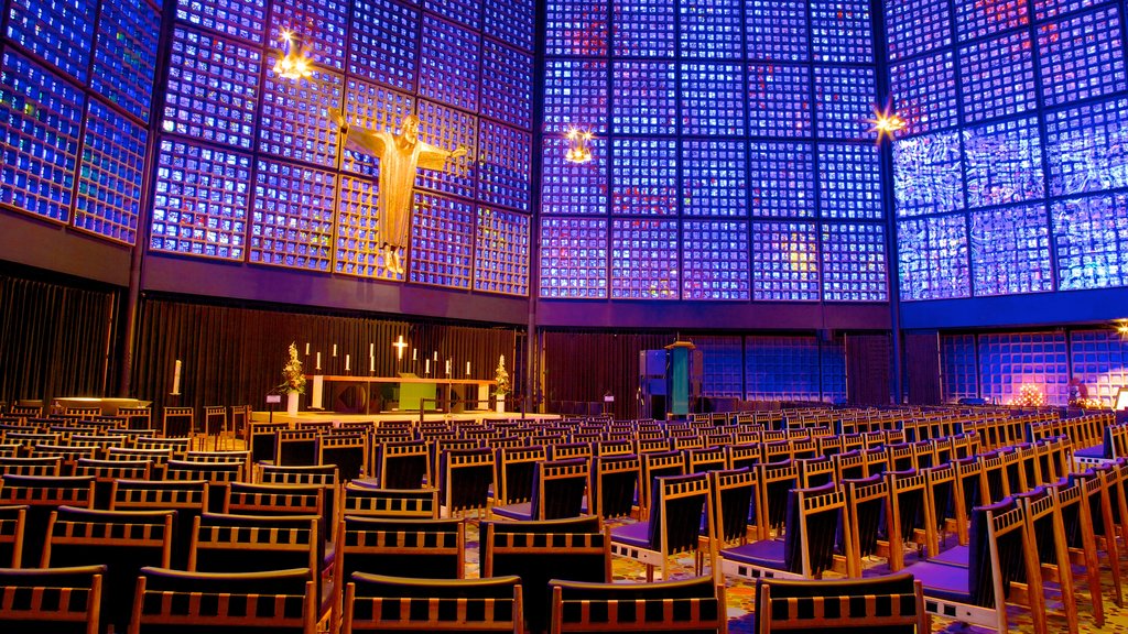 Kaiser Wilhelm Memorial Church which includes religious aspects, a church or cathedral and interior views