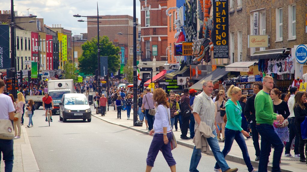 Camden Town showing cbd and street scenes as well as a large group of people