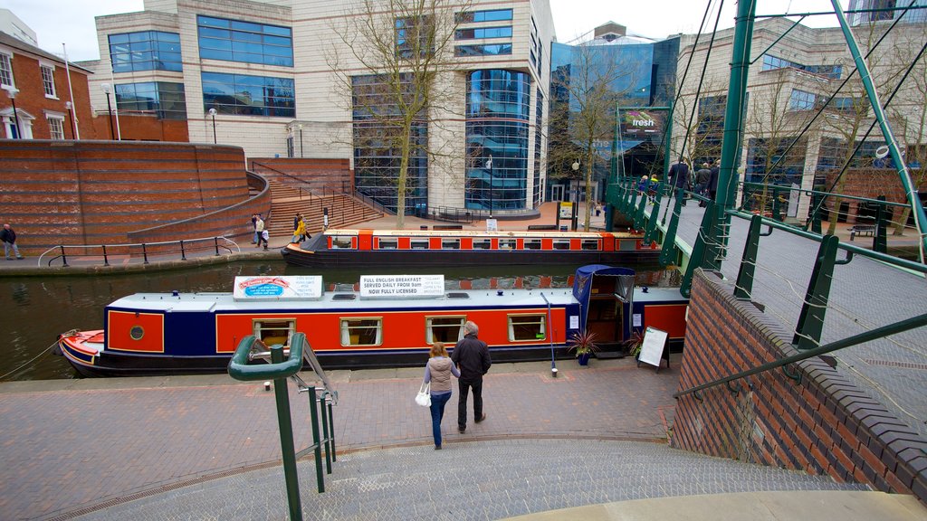 International Convention Centre showing boating, a river or creek and modern architecture