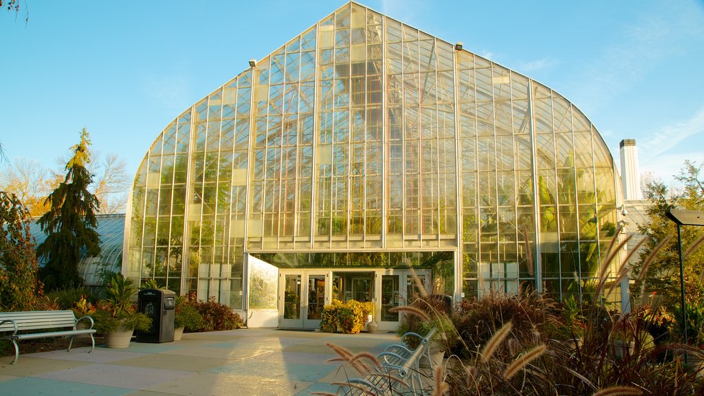 Krohn Conservatory mostrando um parque e arquitetura moderna