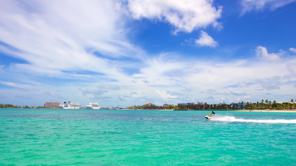 Arawak Cay which includes tropical scenes and jet skiing