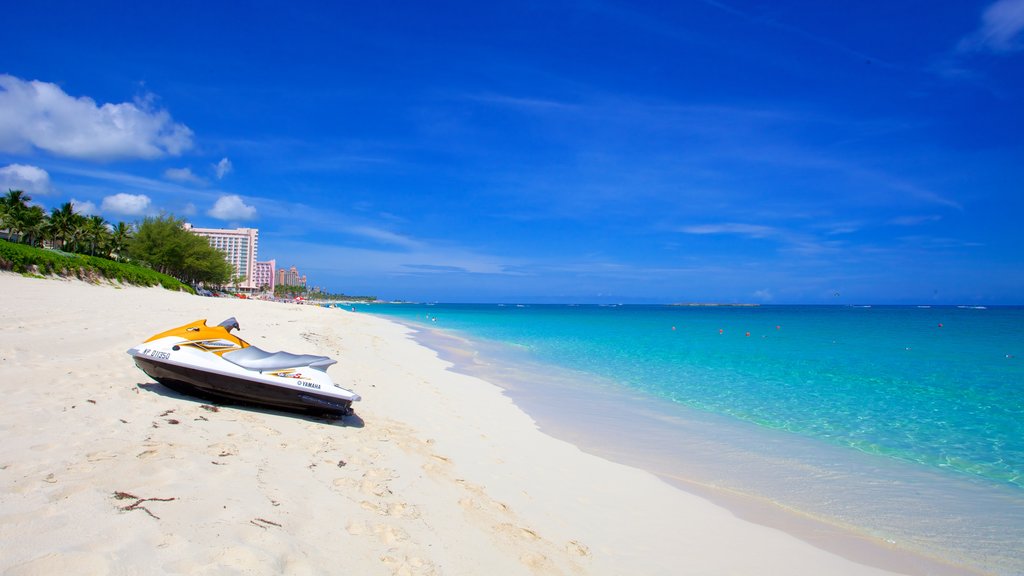 Cabbage Beach which includes jet skiing, landscape views and a coastal town