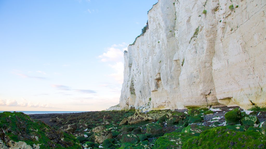 Acantilados Blancos de Dover mostrando montañas, costa escarpada y vistas de paisajes