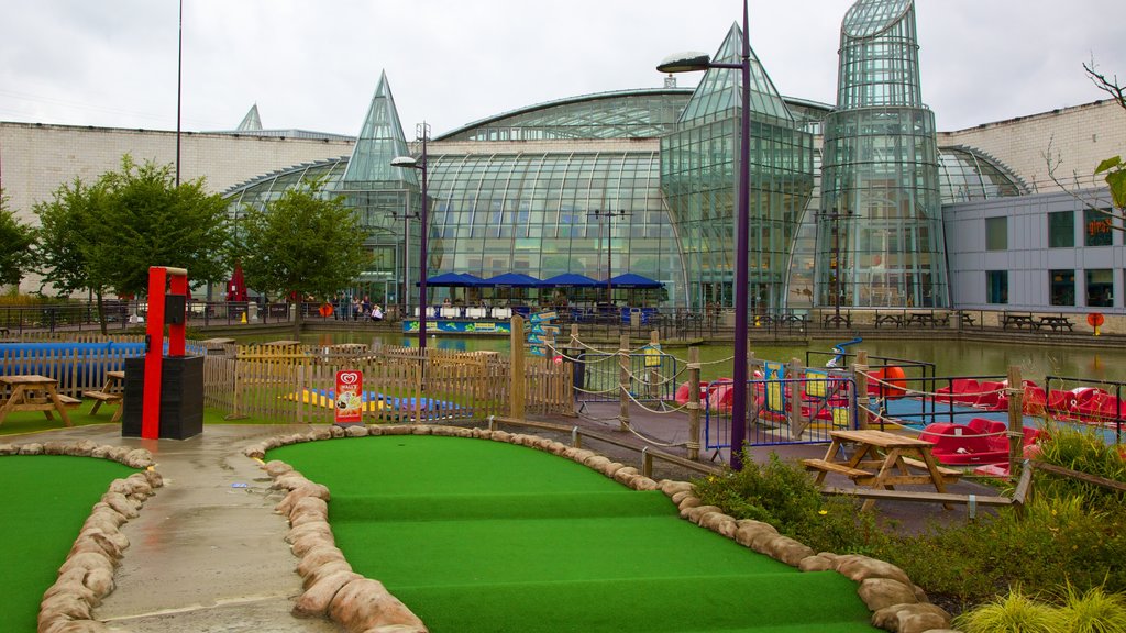 Bluewater Shopping Centre showing a city and modern architecture