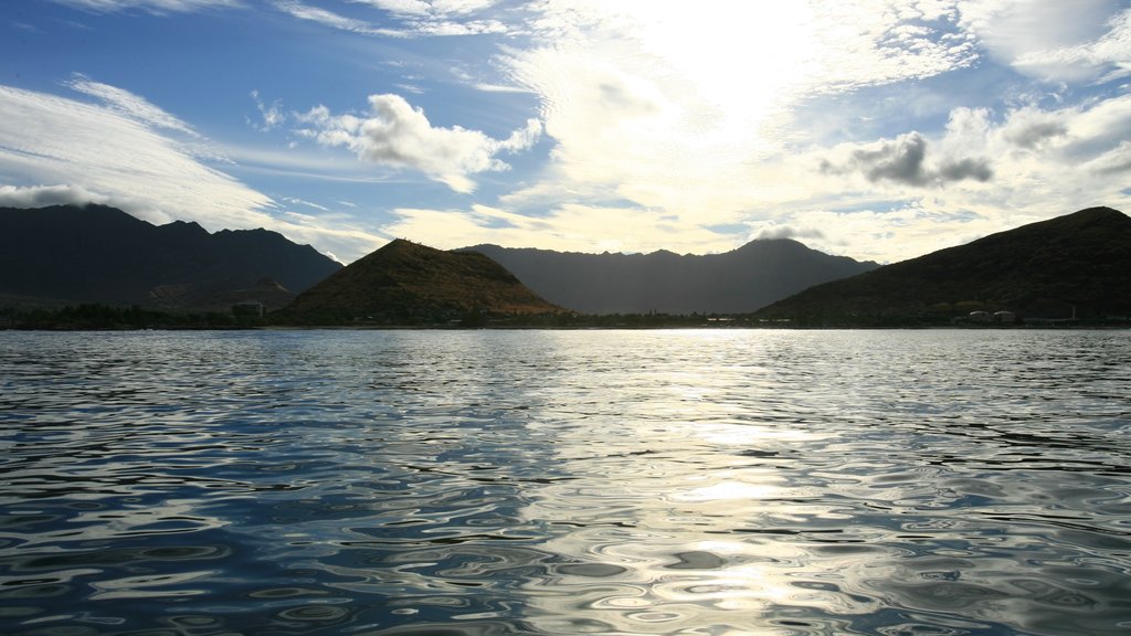 Makaha which includes island views, general coastal views and landscape views