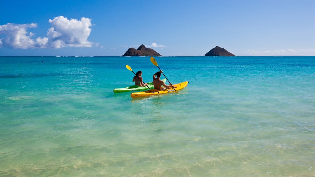 Kailua Beach showing landscape views, kayaking or canoeing and island views