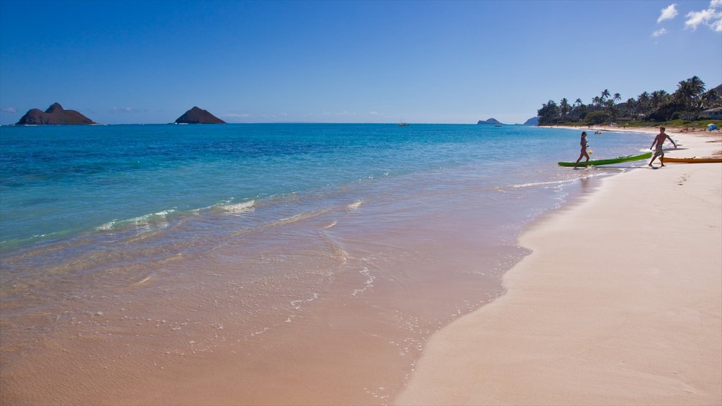 Kailua Beach ofreciendo una playa, vistas de paisajes y kayak o canoa