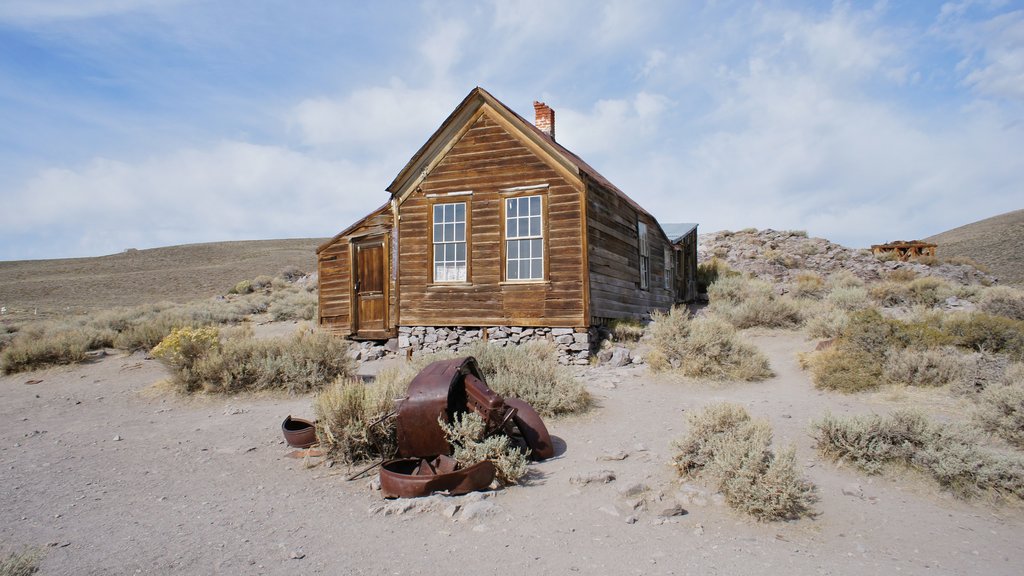 Bodie Historic District which includes a house, desert views and heritage architecture